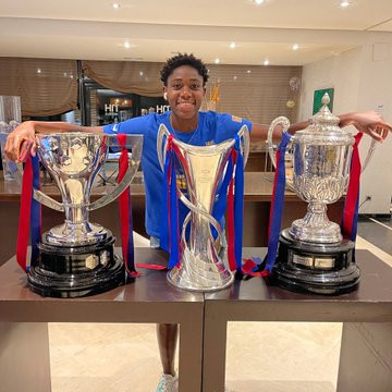 Asisat Oshoala wins the treble with Barcelona (Photos)