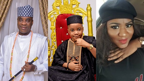 Cute photos of Kwam 1’s son with actress Bisola Badmus