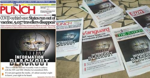 Information Blackout: Major Nigerian newspapers engage in joint front-page protest for press freedom (Photos)