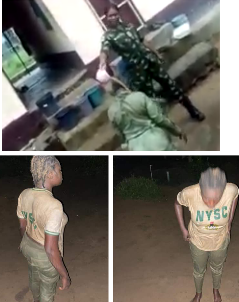 Female Army officer caught bathing Corps member with unknown substance in Calabar (video)