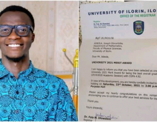 Young Nigerian Man who Scored 196 In JAMB Becomes Best Graduating Student of UNILORIN.