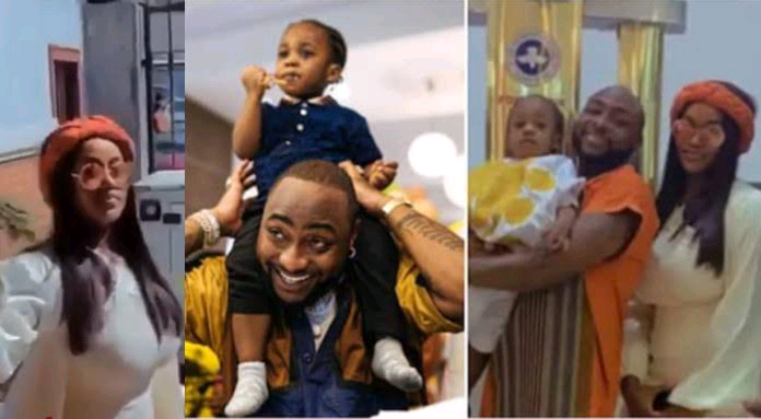 Davido and Choima wear matching outfits as they take Ifeanyi to church after huge birthday party.