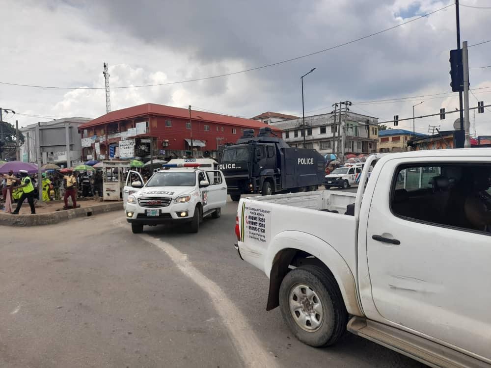 Lagos police in a show of force ahead of planned one year anniversary of #EndSARS protest (photos)