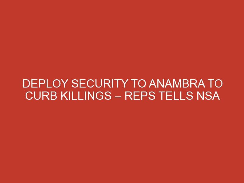 Deploy security to Anambra to curb killings – Reps tells NSA