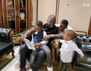 Adorable Photo Of Obi Cubana And His Sons