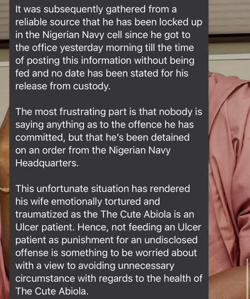 The cute Abiola detained by the Nigerian Navy