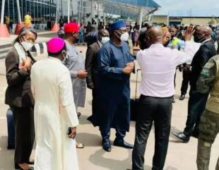 INEC Chairman, Bishop Kukah Travel To Anambra Ahead Of Governorship Election