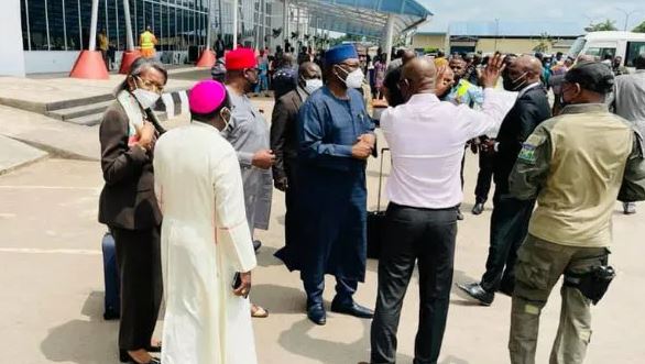 INEC Chairman, Bishop Kukah Travel To Anambra Ahead Of Governorship Election