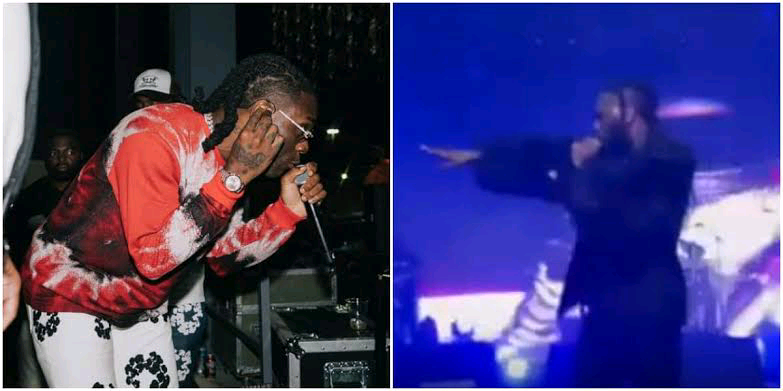 Moment Burna Boy pushed a fan who tried to join him onstage, sends fan crashing into the audience.(VIDEO)