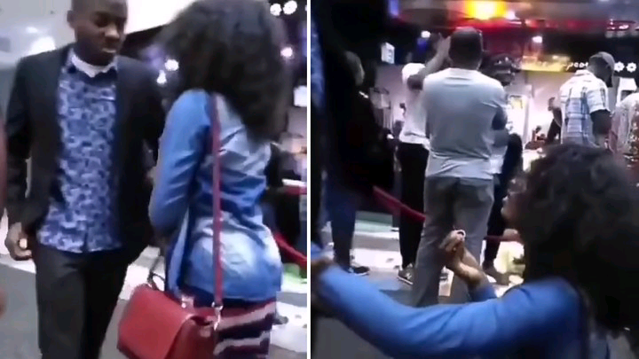 Watch video of lady slaps boyfriend after he rejected her marriage proposal. (Video)