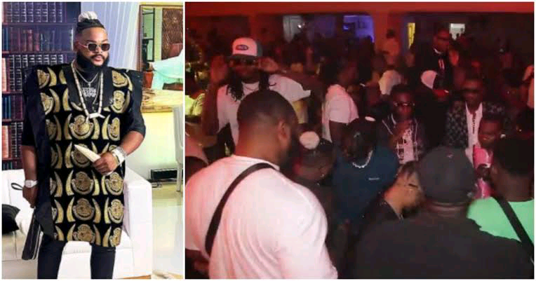 Watch how Whitemoney gets bounced while trying to greet Burnaboy during a Lagos party, fans react. (VIDEO)