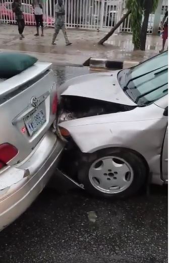 Multiple Crash Recorded In Oregun Area Of Lagos After The Heavy Downpour This Morning (Video)