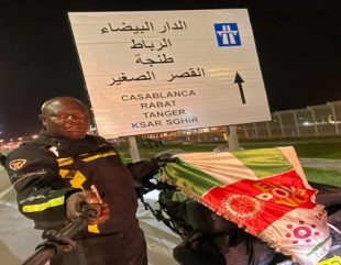 Nigerian Man Travelling On Bike Ride From London to Lagos Arrives Africa (Photo)