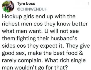 Nigerian Lady Reveals Why Hookup Girls End Up With Rich Men