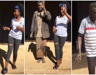 Incredible!: Lady plays and dances with a random mad man on the street, changes his old clothes to new ones. (VIDEO)