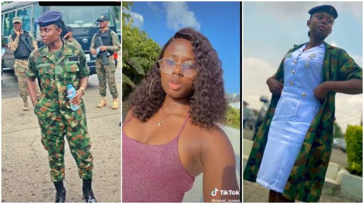 Female nurse in Nigeria navy celebrates 5 years of service with lovely video, causes stir online.