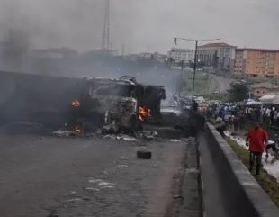 Man Dies As Tanker Crashes and Spills Content On Otedola Bridge