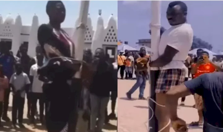 Young man and woman flogged for allegedly promoting ‘hookup’ in their community (video)