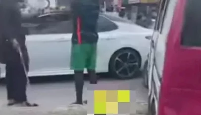 Young man flogs commercial driver for bashing car in Lekki