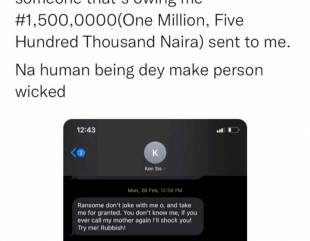 Twitter user shares messages he received from debtor he loaned N1.5 million (PHOTOS)