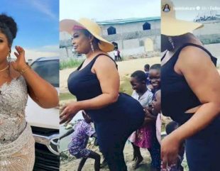 “You’re corrupting these Children” – Laide Bakare dragged for allowing them touch her ‘bum’ (Video)