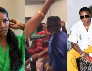 Wizkid And Tiwa Savage End Alleged Feud As They’re Seen Hugging At A Party In Germany (Video)