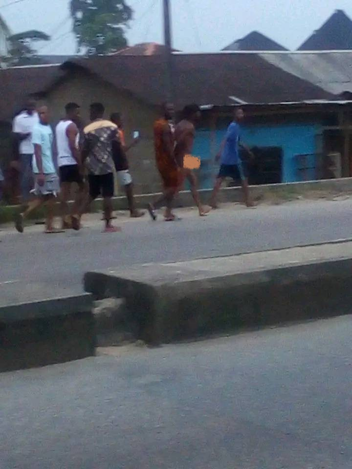 Young Man paraded N*ked in a Bayelsa community after allegedly stealing female pants