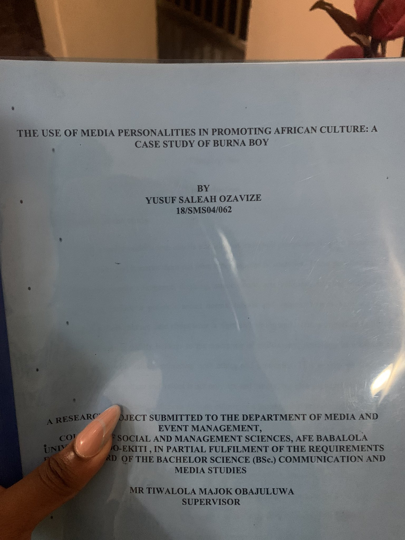 Student gets an “A” in her project after using Burna Boy as her case study