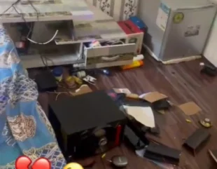 Drama As Lady Destroys Household Items In Her Boyfriend’s Apartment (Video)