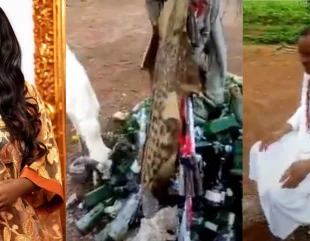 Reactions as Blessing Okoro visits her village shrine to offer sacrifices and pray for success [Video]