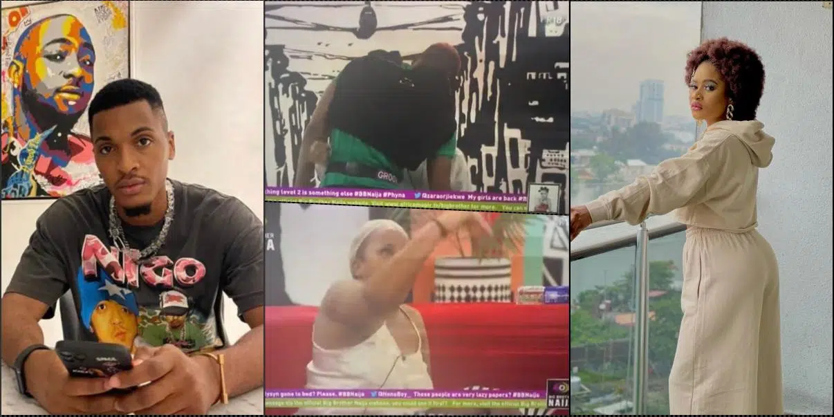 #BBNaija: Amaka’s priceless reaction as Groovy and Phyna share goodnight kiss (Video)