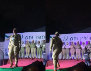 Corps member falls off stage during a presentation in orientation camp (video)