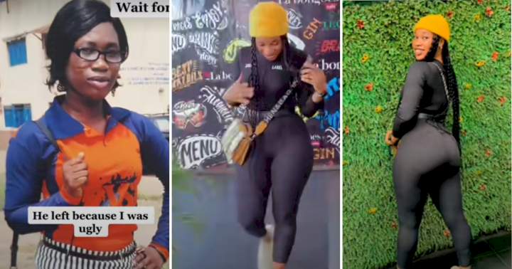 “My ex left me because I was ugly” – Lady says as she shows off amazing transformation in a video