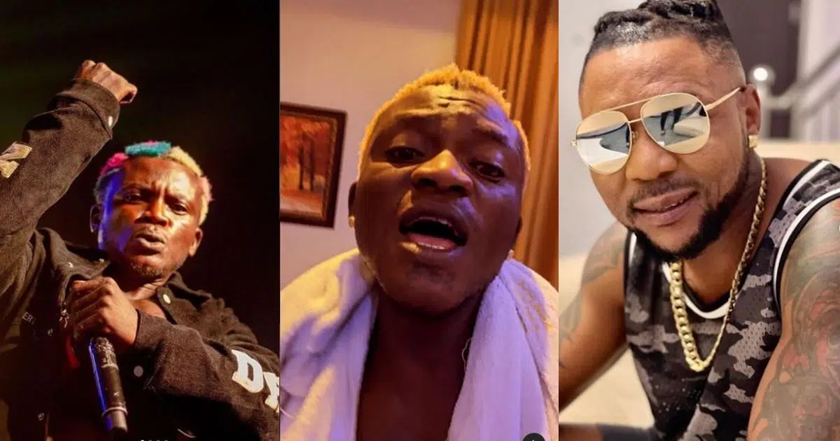 “Stop playing his song, he is an ingrate” – Portable rages in a live video as he drags Oritse Femi (Video)