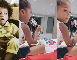 “New album” – Wizkid writes as his son, Zion ‘hits the studio’ (Video)