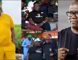 Netizens react as Mr. Ibu attends Peter Obi’s campaign months after endorsing Tinubu (Video)