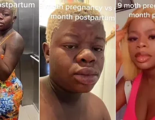 Lady shows off transformation 1 month after giving birth