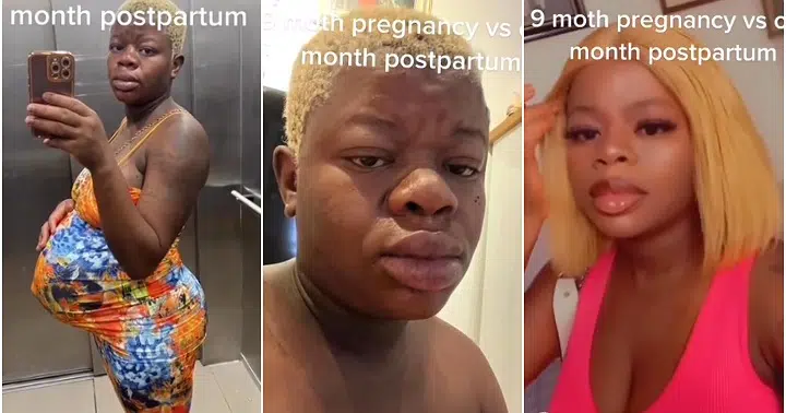 Lady shows off transformation 1 month after giving birth