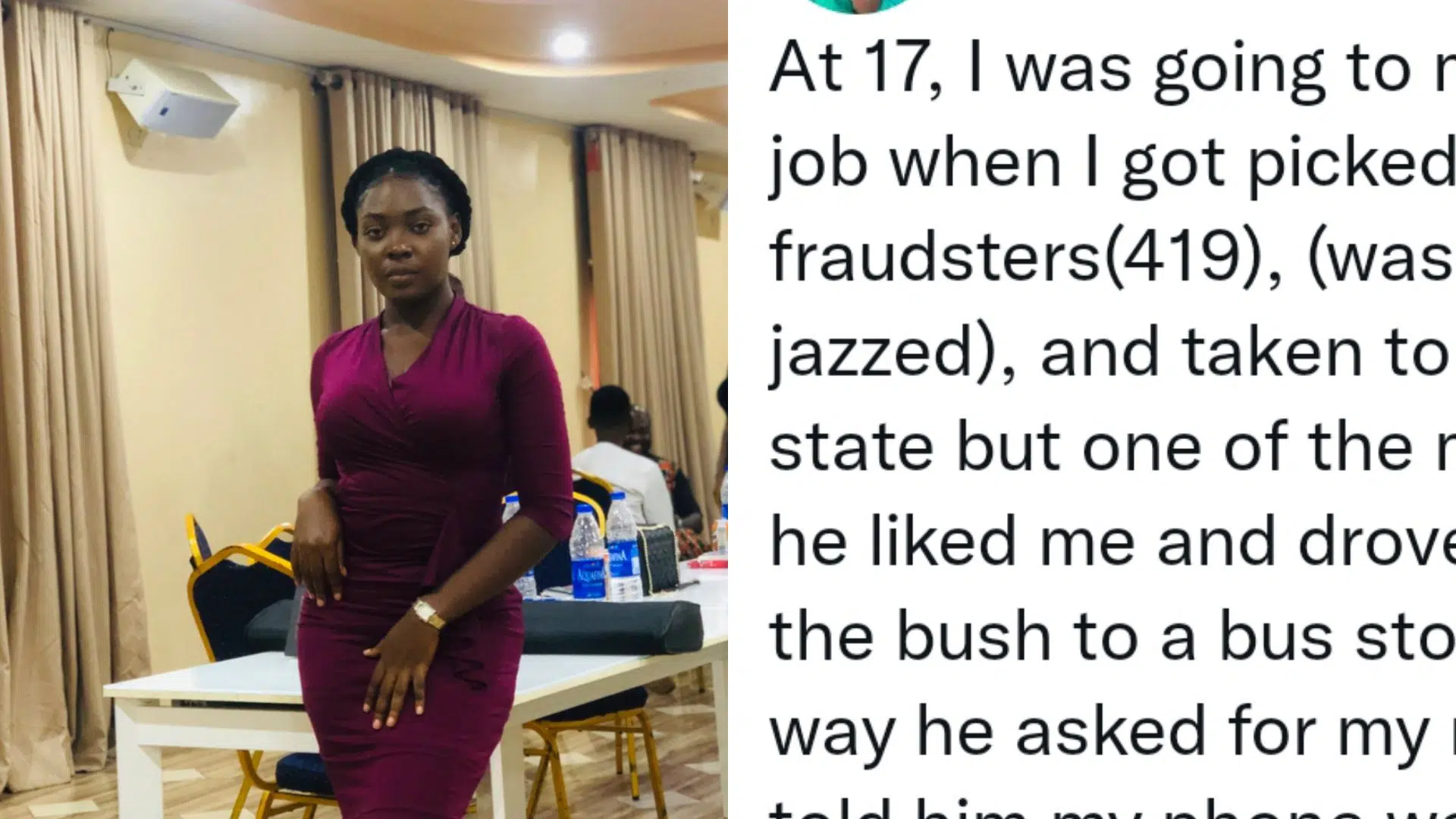 Lady recounts how one of her kidnappers saved her and bought her a phone