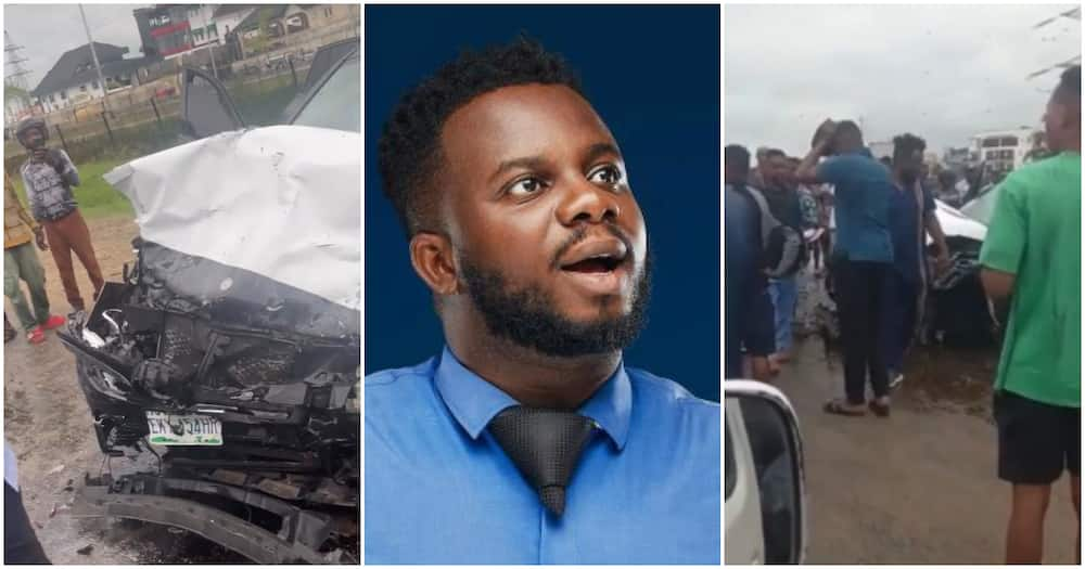 BREAKING: Sabinus crashes recently acquired Benz, escapes death (Video)