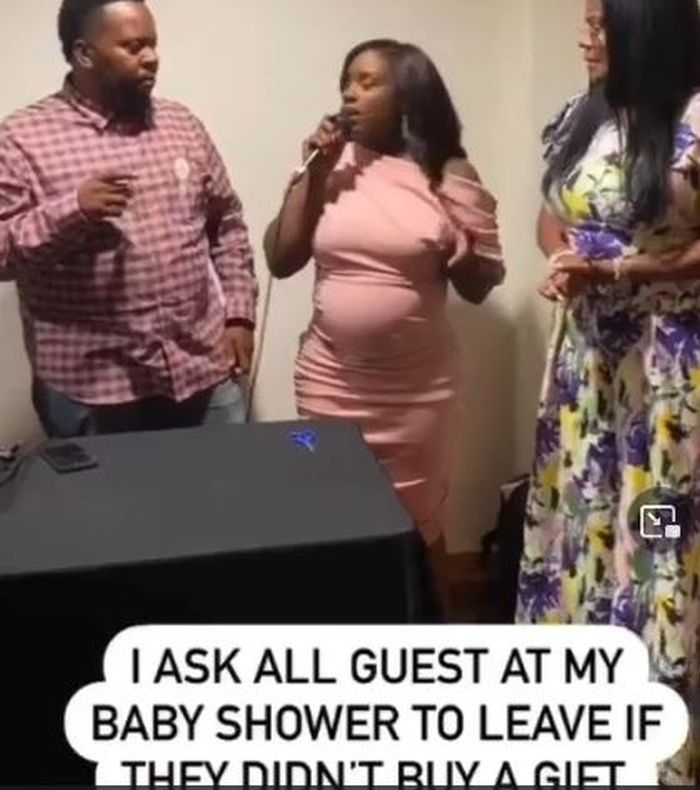 Funny Moment a Woman Asked Guests Who Turned Up For Her Baby Shower Without Gifts To Leave (Video)