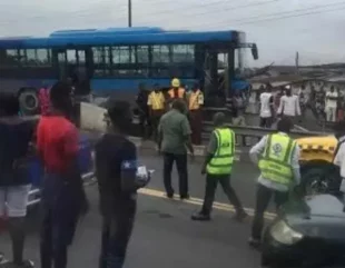 Many Feared Dead As Two BRT Buses Clash In Lagos (Video)