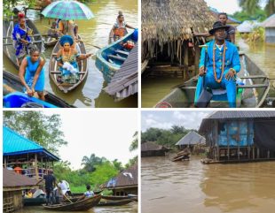 Delta couple performs their traditional marriage rites amidst flooding