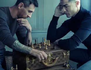 Messi and Ronaldo square up in iconic chess photo