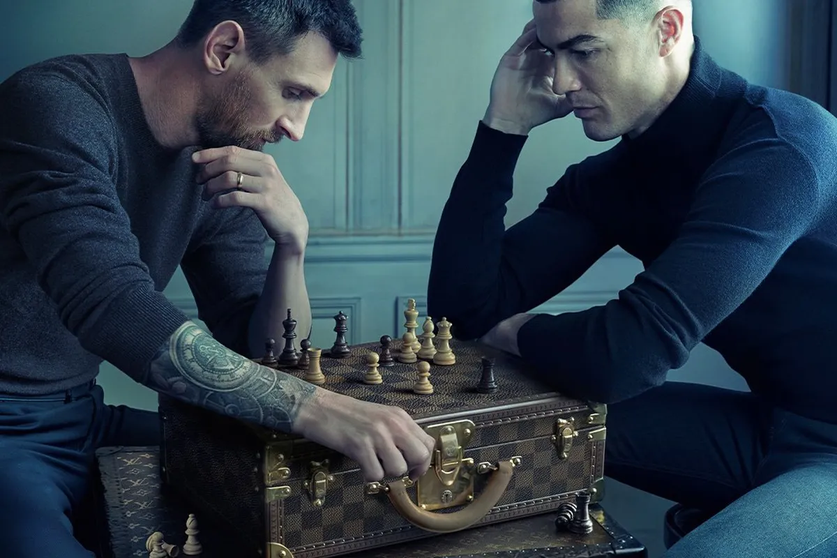 Messi and Ronaldo square up in iconic chess photo