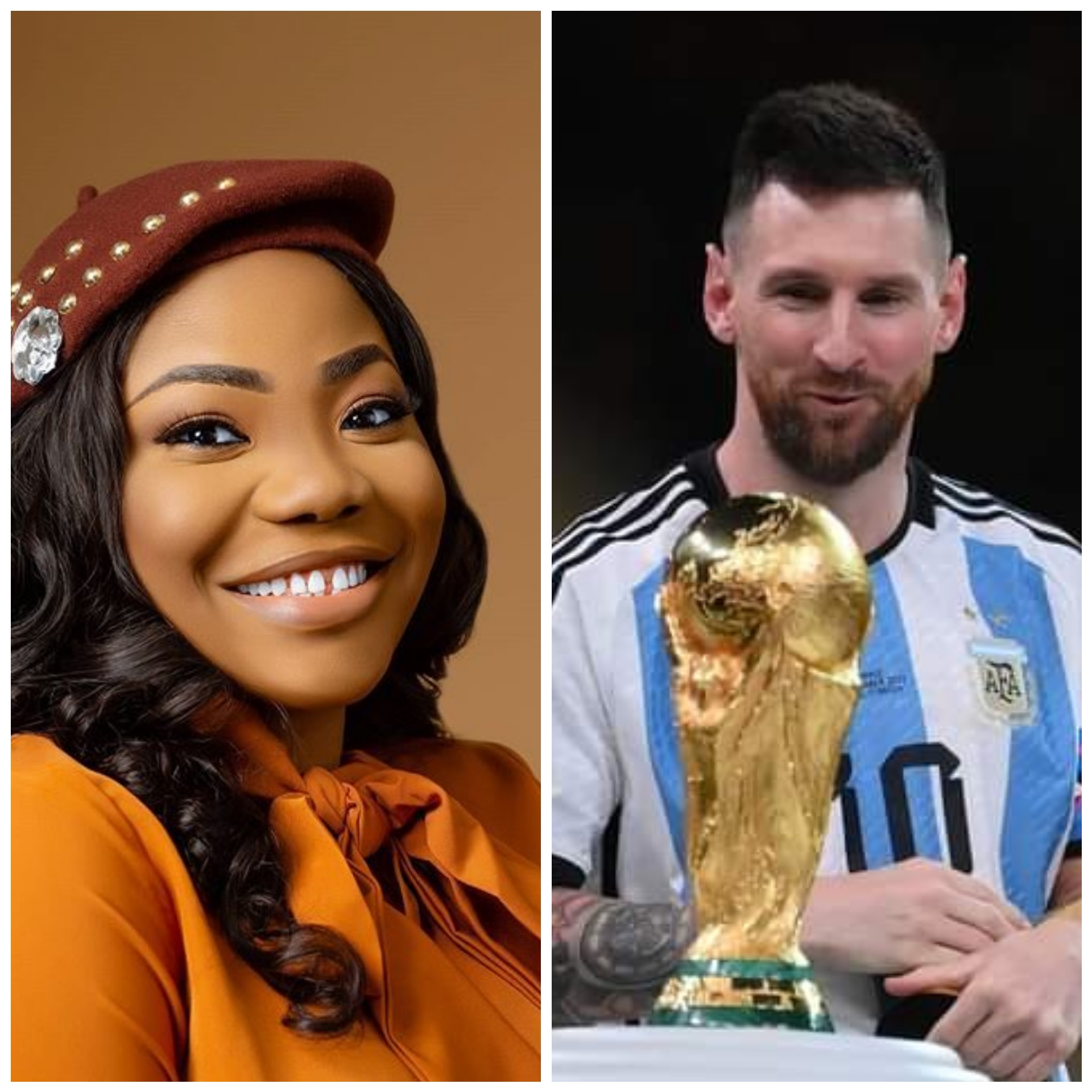 Season of back-to-back congratulations – Mercy Chinwo celebrates Lionel Messi’s World Cup victory