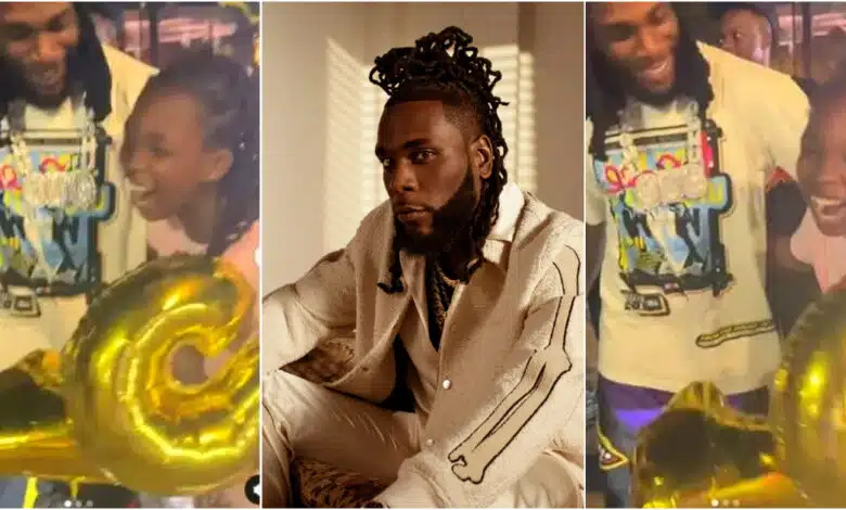 Little girl breaks down as she meets Burna Boy on her 12th birthday