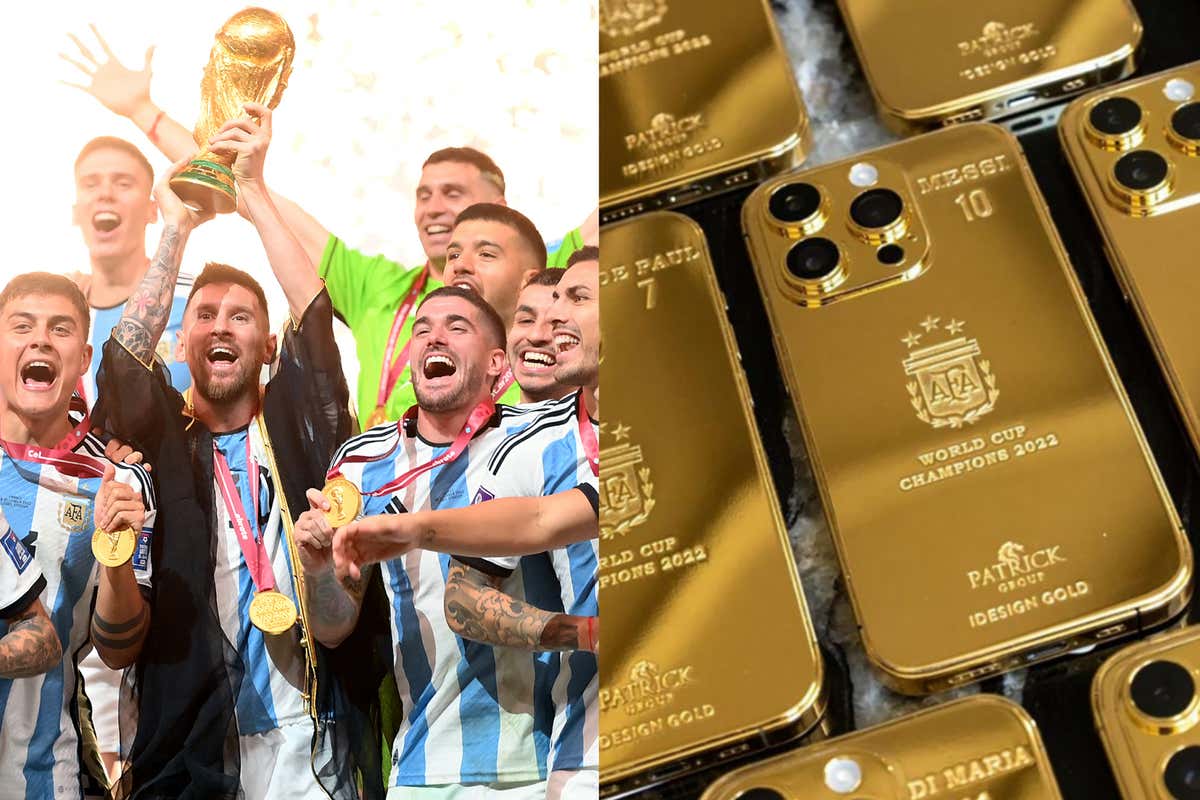 Messi gifts Argentina’s World Cup winning squad Gold-plated iphones.