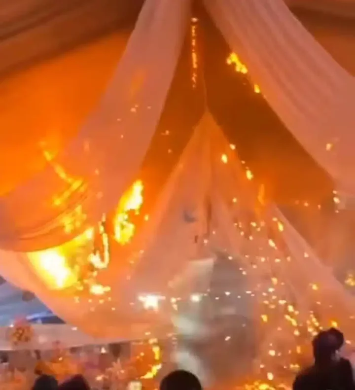 Fire breaks out during wedding reception in Lagos (Video)