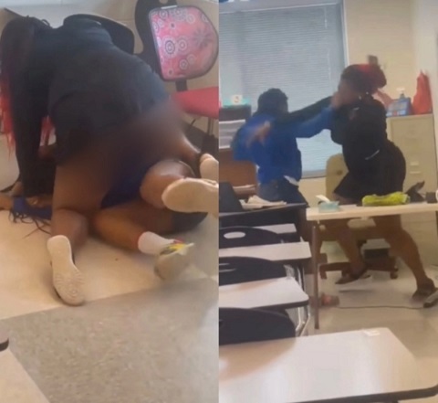 Student And Teacher Fight Inside a Class at Rocky Mount High School (Video)